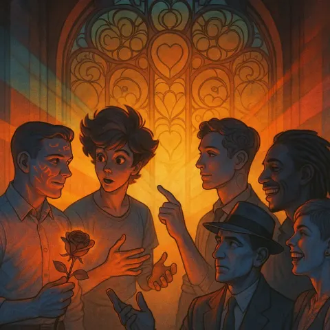 Six Distinct Individuals Engage in a Lively