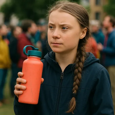 Photograph Shows Environmental Activist Greta Thunberg Holding a Reusable Water