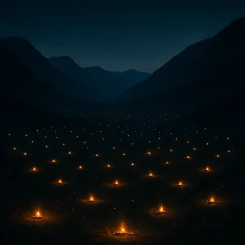 Countless Distant Campfires Twinkle Like Fallen Stars Across a Vast