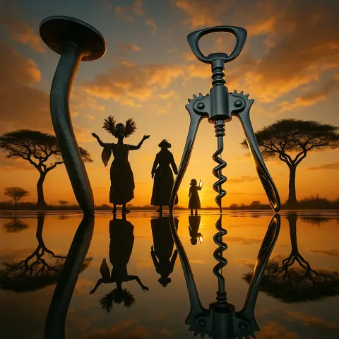 Solitary Acacia Trees Stretch Monumentally
