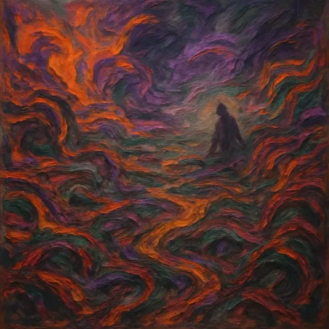 Abstract Oil Painting Depicting a Chaotic Fusion of Vibrant Hues