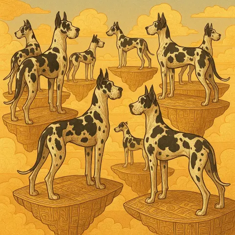 Scattered Assembly of Around Nine Great Danes