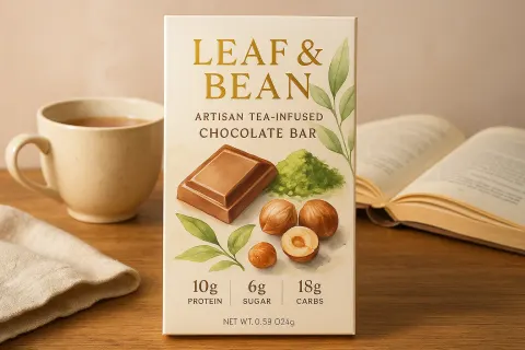Sophisticated and Alluring Packaging for Our Handcrafted Tea-infused Chocolate Bar