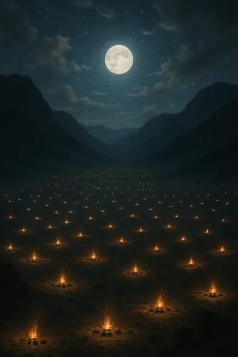 Countless Distant Campfires Twinkle Like Fallen Stars