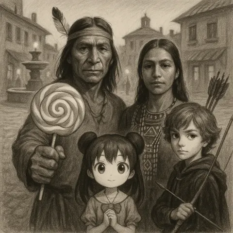 Charcoal-sketched Native American