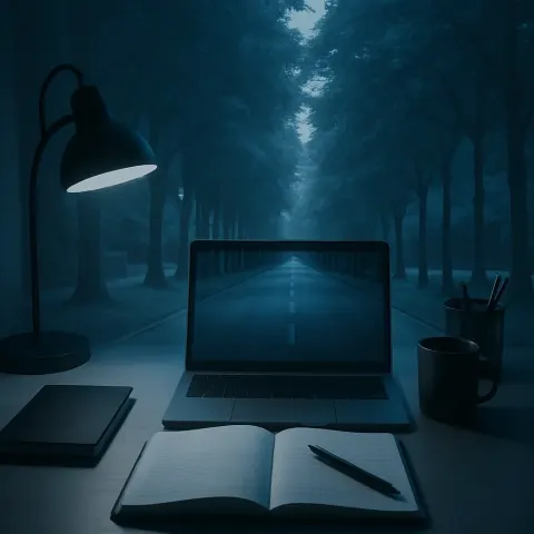 POV: a Coolly Lit Desk