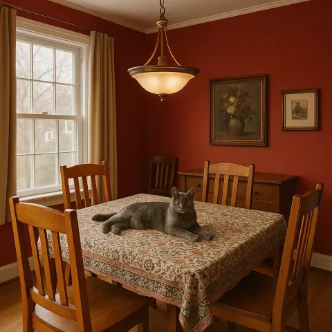 Dining Room with Red Walls
