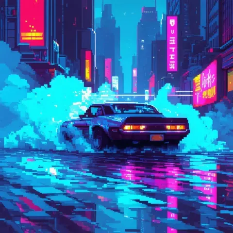 Pixel Racer Blazing Through Neon Streets
