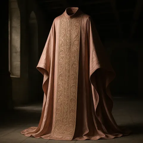 Single Floor-length Rose Pink Silk Vestment