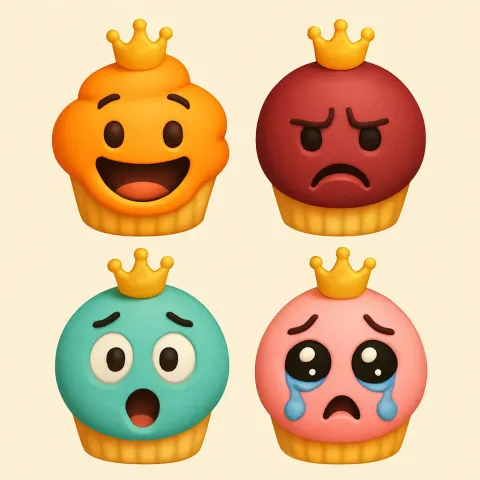 Playful Display of 2x2 Emoji Cupcakes