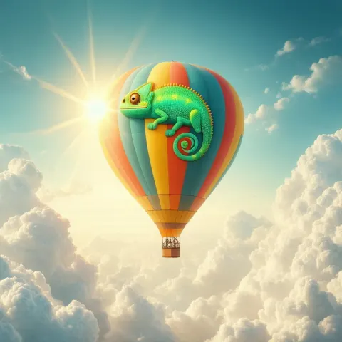 Chameleon Hot Air Balloon Soaring Sunward