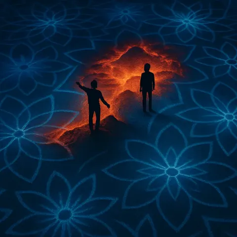 Two Small Figures Are Seen Upon Vast