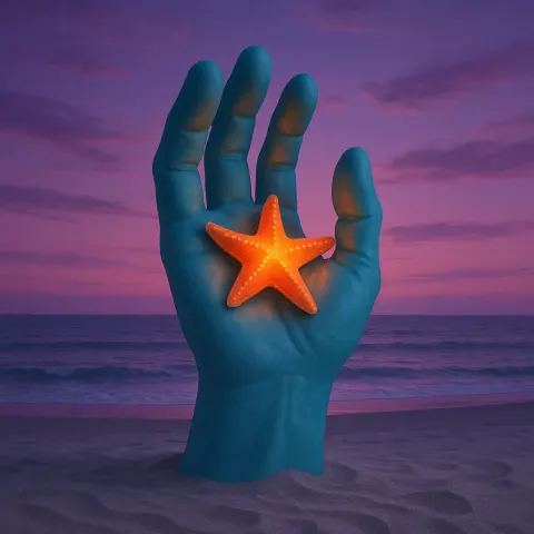 Bizarre and Dreamlike Image Shows an Enormous Turquoise Rubber Glove