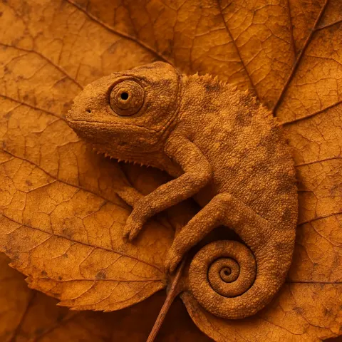 Chameleon Seamlessly Camouflaging Itself