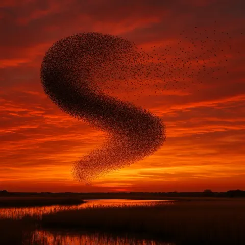 Immense Flock of Starlings Forms