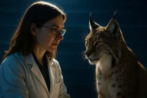 Chestnut-haired Scientist and an Amber-eyed Lynx