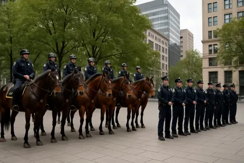 Line of Police Officers