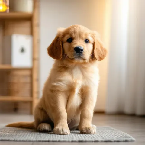 Golden Retriever Puppy With Expressive Eyes
