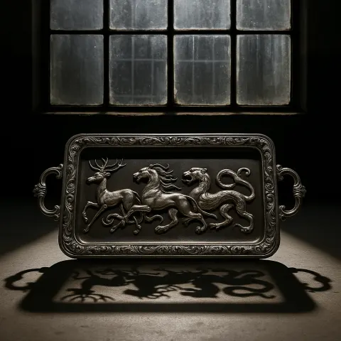 Ornate Tray with Intertwined Animals