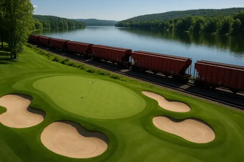 Golf Course with a Green Surrounded by Sand Bunkers