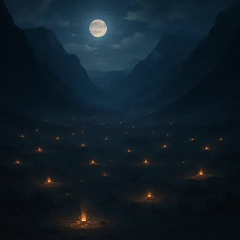 Many Distant Campfires Dot a Vast