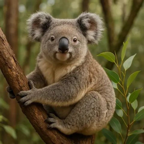 Fluffy Marsupial Fond of Eucalyptus Resting in the Treetops