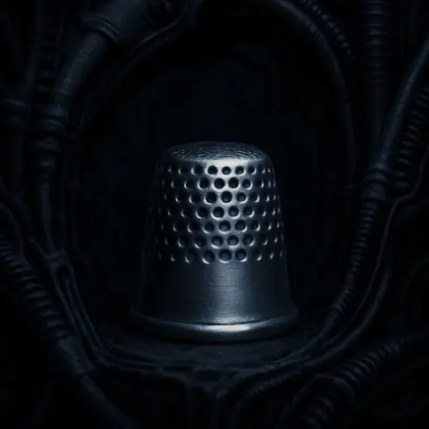 Single Gleaming Silver Metal Thimble