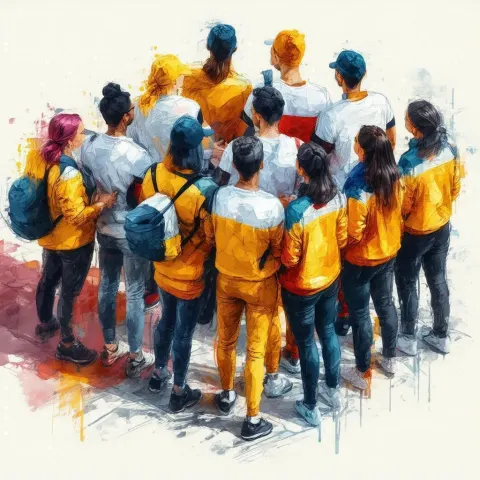 Isometric Team Illustration With Painterly Brushstrokes