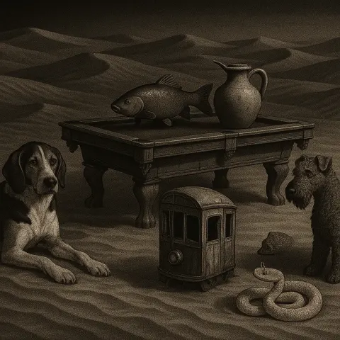 Amidst Vast Sand Dunes Rippled by Wind at Sunset
