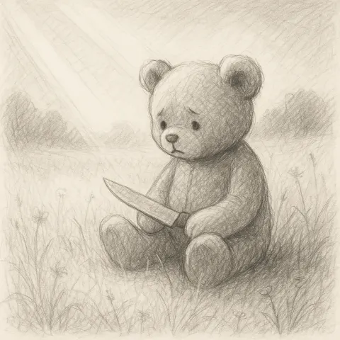 Drawing of a Lone Teddy Bear