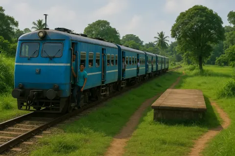Blue Passenger Train