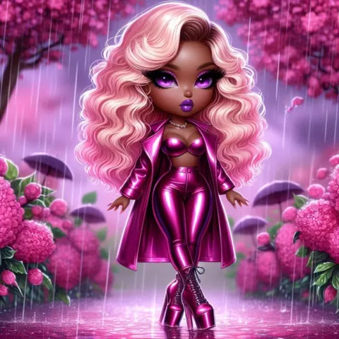 Beautiful Chibi Girl in Lush Garden