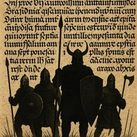 Illustrated Cover Featuring Medieval Script in the Background
