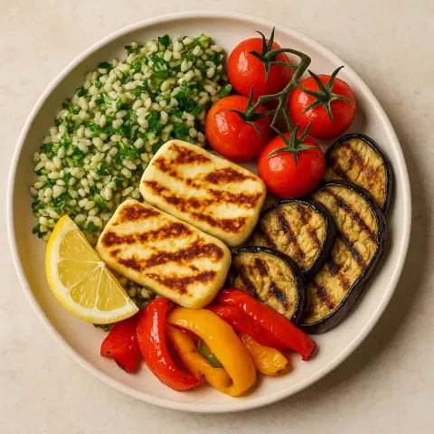 Plate Featuring Grilled Halloumi