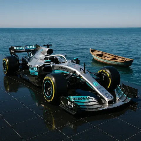 Gleaming Silver Formula 1 Car