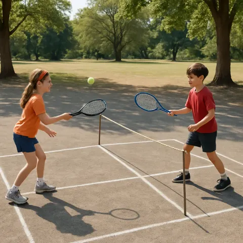Two Children Are Energetically Hitting a Ball