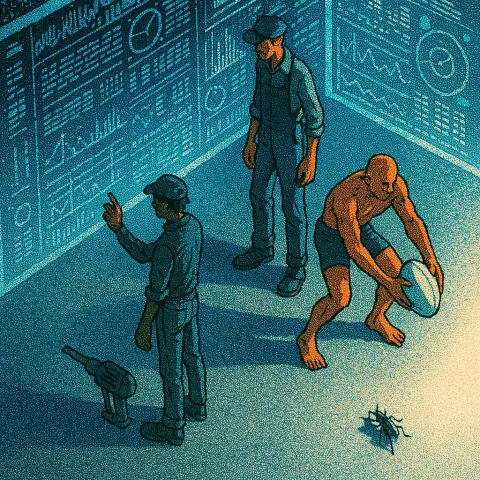 Three Diminutive Figures Are Dwarfed by Vast