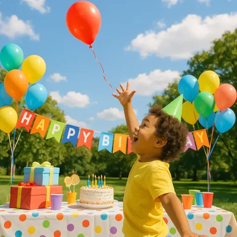 Child Lets Go of a Balloon