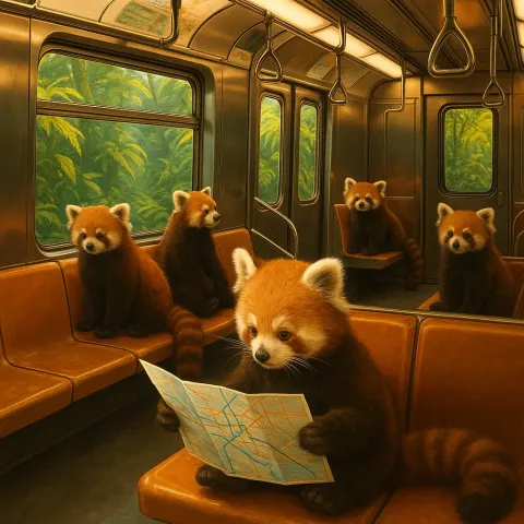 Subway Train Is Filled with Lively Red Pandas