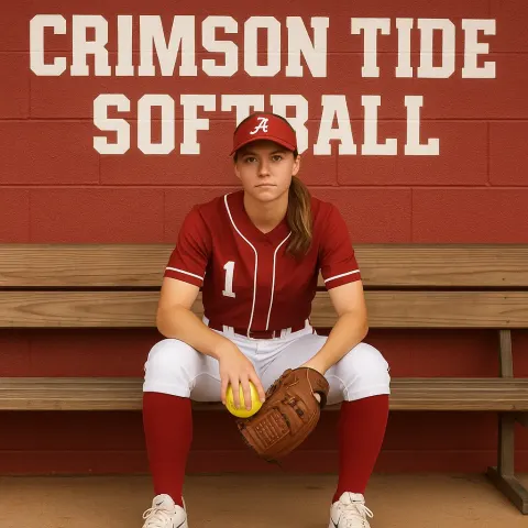 Softball Player in a Crimson