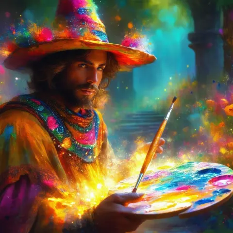 Medieval Artist With a Glowing Paint Palette
