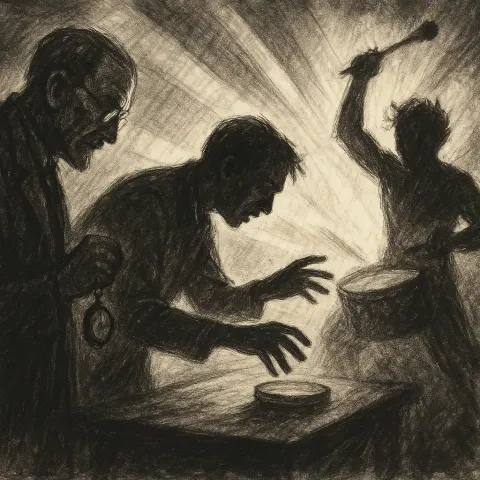 Mentor with a Pocketwatch Keenly Observes a Man