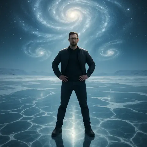 Everyman in Stylish Glasses Strikes a Confident Power Pose