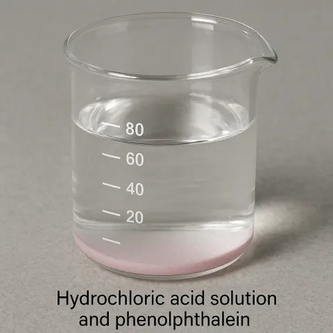 Beaker with Phenolphthalein and a Solution of Hydrochloric Acid