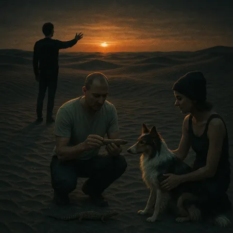 Vast Sand Dunes Rippled by Wind at Sunset Are Dramatically