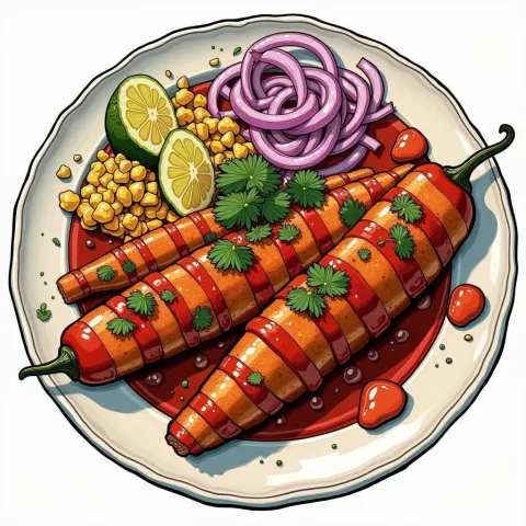 Vibrant Mexican Feast in Bold Manga Style