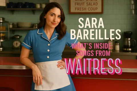 Woman Dressed in a Blue Waitress Uniform Leans