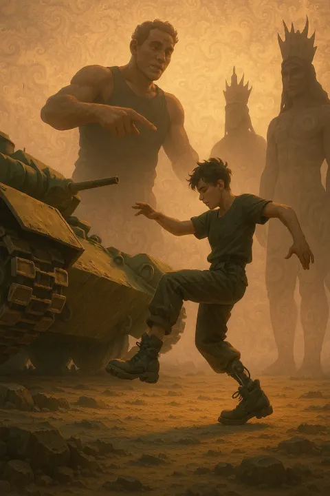 Olive Drab Tank's Battle-scarred
