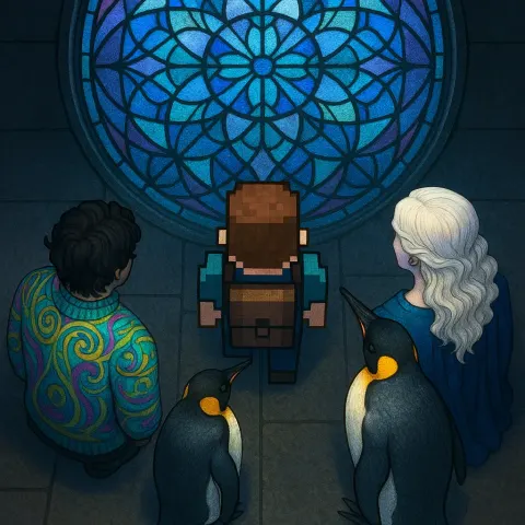 Figure in an Unnaturally Hued Art Nouveau Sweater