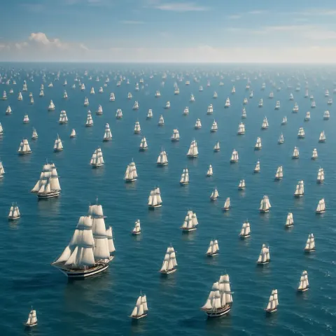 Immense Fleet of Hundreds of Tall Sailing Ships